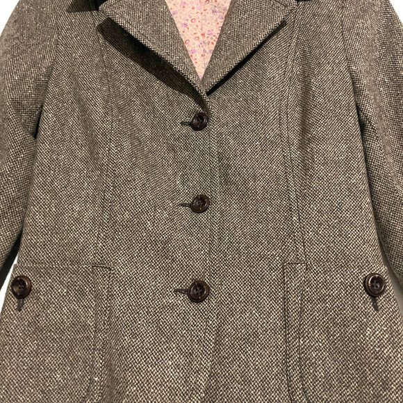 Sisley Tan Brown Italian Tweed Fitted Wool Blazer Jacket - Picture 5 of 13